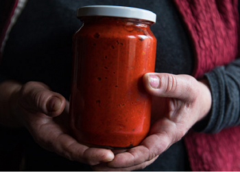 Organic food shop, a jar of red pepper spread Artisanal Food Shop Helps Kosovo War-Rape Survivors Earn Income - and Heal