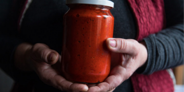 Organic food shop, a jar of red pepper spread Artisanal Food Shop Helps Kosovo War-Rape Survivors Earn Income - and Heal