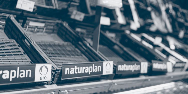 Empty food shelf in a shop