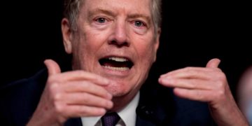 American food: US Trade Representative Robert Lighthizer speaks at a Senate Finance Committee hearing on Capitol Hill, Washington DC, USA, 17 June 2020. [EPA-EFE/Andrew Harnik]