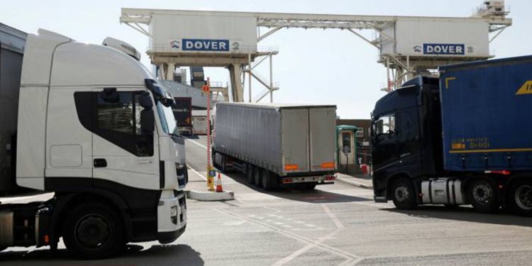 Trucks at the port of Dover: from next year the UK will need to process 270m customs declarations a year, compared with 60m now © Luke MacGregor/Bloomberg
